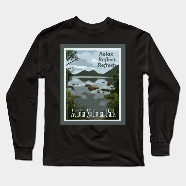 Lispe Relax Reflect Refresh Acadia National Park Long Sleeve T-Shirt by Lispe